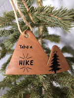 Take a Hike Leather Mountain Ornament